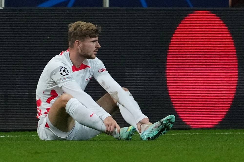 RB Leipzig’s Timo Werner down injured during a match against Shakhtar Donetsk at Stadion Wojska Polskiego, Warsaw, Poland, November 2, 2022. — Reuters pic 