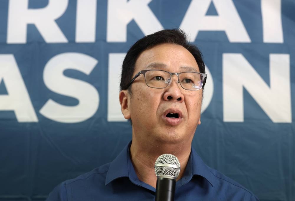 PN deputy chairman and Gerakan chairman Datuk Dominic Lau Hoe Chai speaks to the media after launching the PN election machinery for Jelutong, November 4, 2022. — Bernama pic 