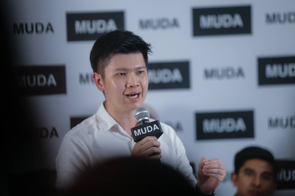 Muda’s candidate for Tanjung Piai Lim Wei Jiet speaks during the party’s candidate announcement for 15th general election in Petaling Jaya October 29,2022. — Picture by Ahmad Zamzahuri 