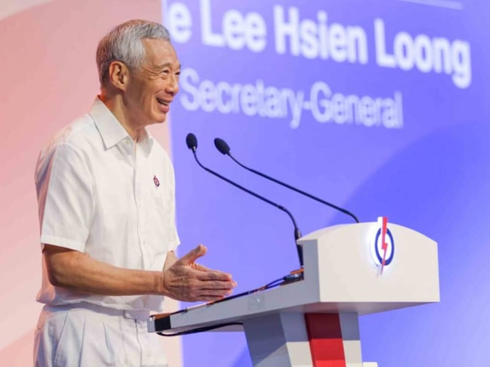 Prime Minister Lee Hsien Loong speaking at the PAP conference in Singapore November 6, 2022. — Leonard Leong/TODAY pic