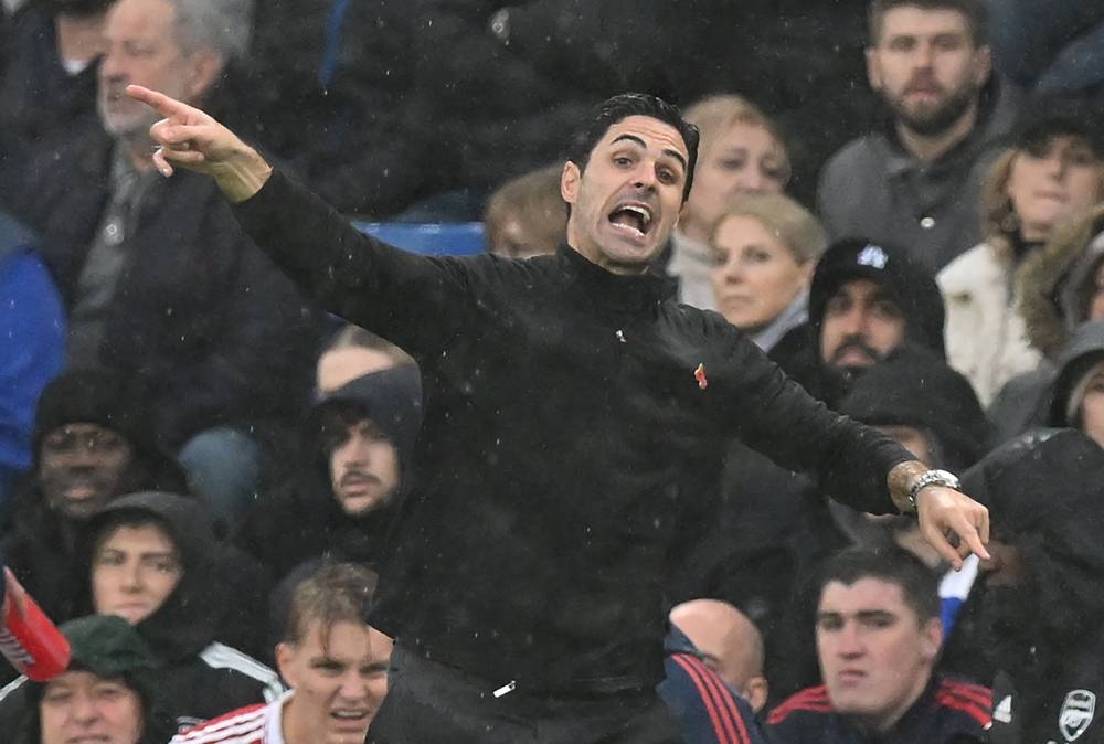 Arsenal's Spanish manager Mikel Arteta reacts during the English Premier League football match between Chelsea and Arsenal at Stamford Bridge in London on November 6, 2022. — AFP pic