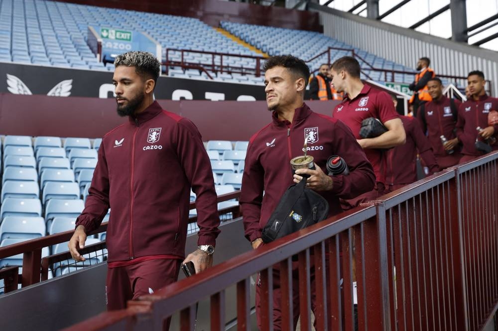 Aston Villa’s Douglas Luiz and Philippe Coutinho arrive before the match against Chelsea at Villa Park, Birmingham, Britain, October 16, 2022. — Action Images pic via Reuters