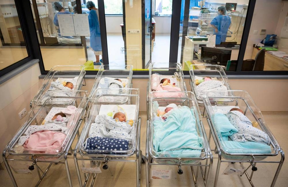 This picture taken on October 14, 2022, shows newborn babies in the maternity ward of Vita hospital in Sofia. — AFP pic