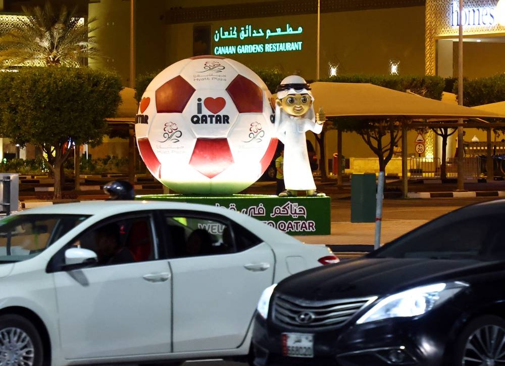 Advertising promoting the Fifa 2022 World Cup football tournament is pictured at a shopping mall, in Doha, Qatar, November 6, 2022. — Reuters pic
