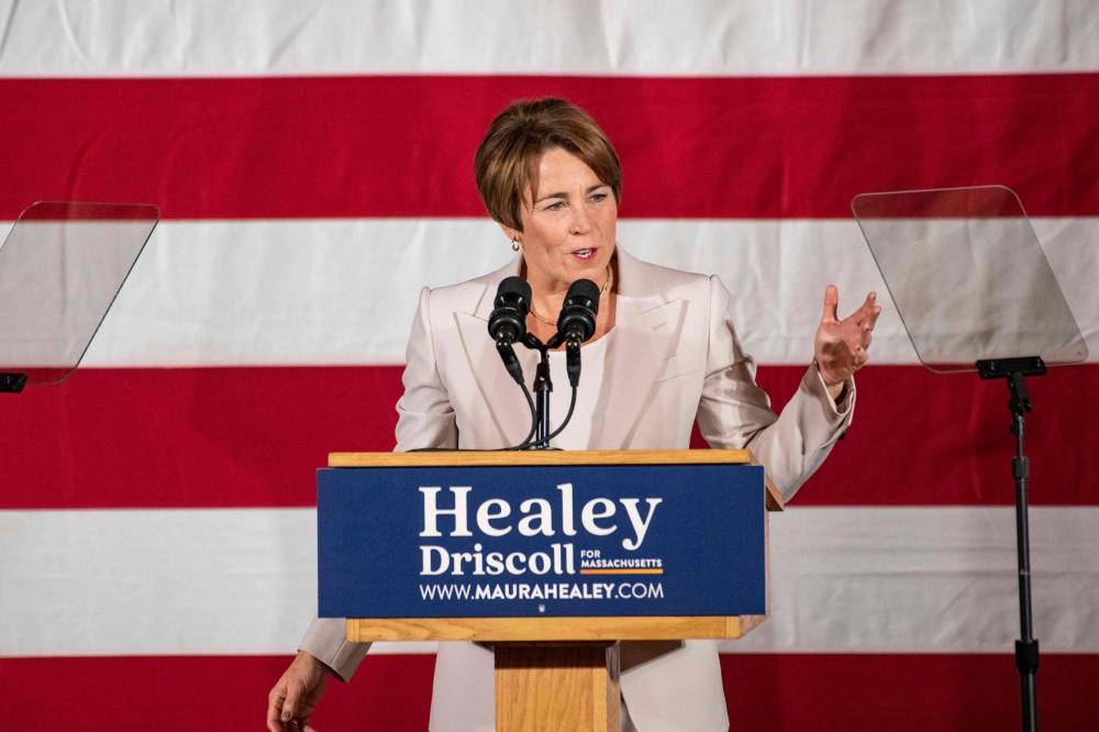 Democratic Massachusetts Governor Elect Maura Healey celebrates victory and delivers a speech during a watch party at the Copley Plaza hotel on election night in Boston, Massachusetts November 8, 2022. ― AFP pic