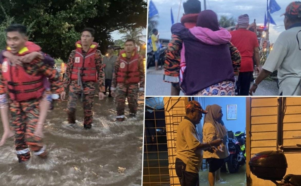 Selangor Fire and Rescue Department personnel rescue flood victims in Kampung Johan Setia, Klang, November 9, 2022. — Picture from Twitter/Bernama 