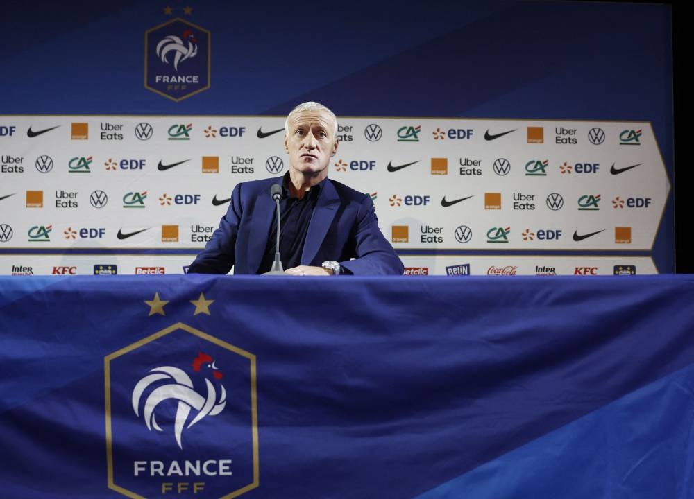 France coach Didier Deschamps during the announcement of the Qatar World Cup squad in Paris November 9, 2022. — Reuters pic
