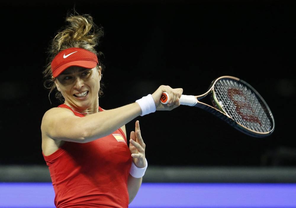 Spain's Paula Badosa (pic) in action during her group stage match against Kazakhstan's Elena Rybakina at the Emirates Arena, Glasgow November 9, 2022. — Reuters pic