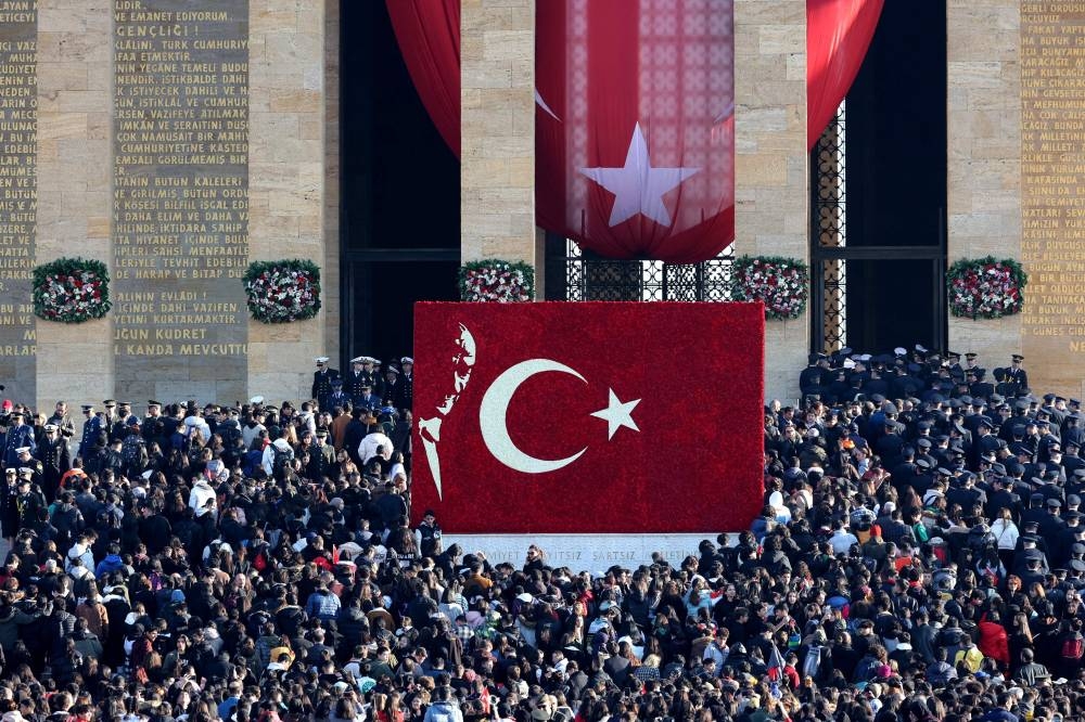 File photo of people visiting Anitkabir, the mausoleum of the Turkish Republic founder and first president, Mustafa Kemal Ataturk, to mark the 84th anniversary of his death in Ankara, on November 10, 2022. ― AFP pic