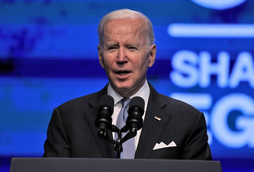 US President Joe Biden delivers a speech during the COP27 climate conference in Egypt’s Red Sea resort city of Sharm el-Sheikh, on November 11, 2022. ― AFP pic