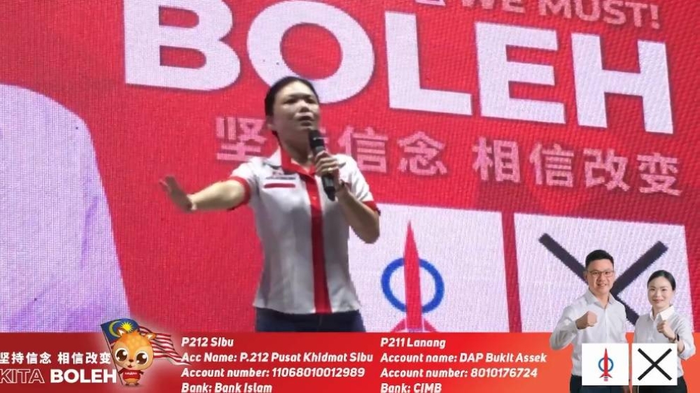 A screengrab of Lau speaking at the DAP ceramah. — Picture via Borneo Post