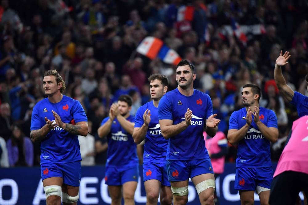 France's players celebrate after winning the Autumn Nations Series rugby union test match between France and South Africa at the Velodrome stadium in Marseille on November 12, 2022. — AFP pic