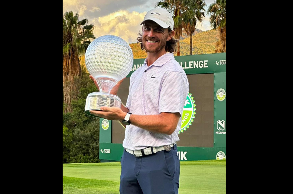 Fleetwood poses with the trophy after winning the Nedbank Golf Challenge in Sun City. — Picture via Facebook