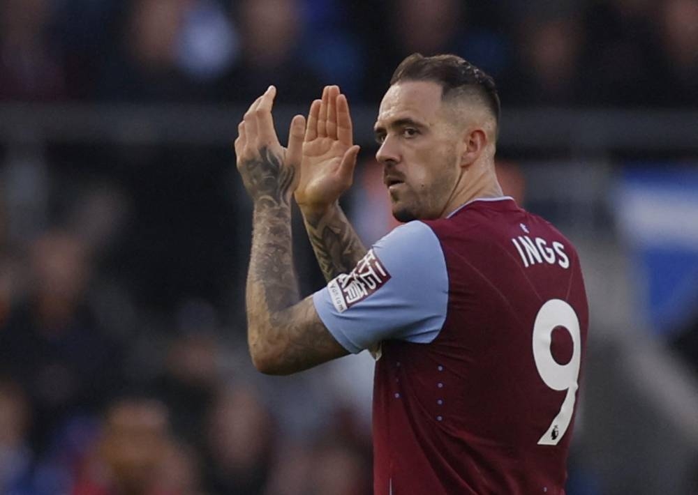  Aston Villa's Danny Ings applauds fans as he is substituted off during the match against Brighton & Hove Albion at the American Express Community Stadium, Brighton November 13, 2022. — Reuters pic