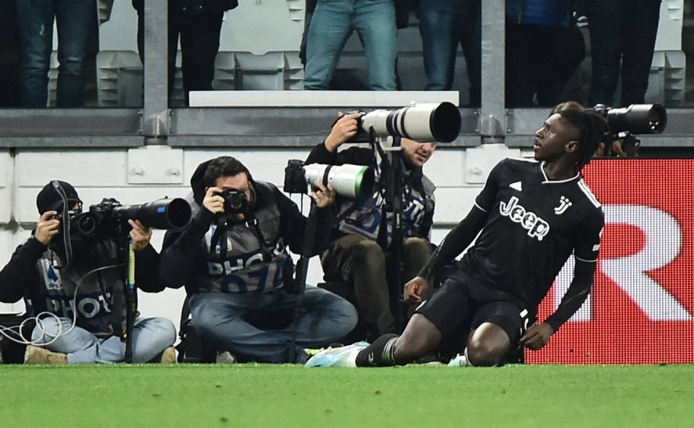 Juventus' Moise Kean celebrates scoring their second goal against Lazio at the  Allianz Stadium, Turin November 13, 2022. — Reuters pic