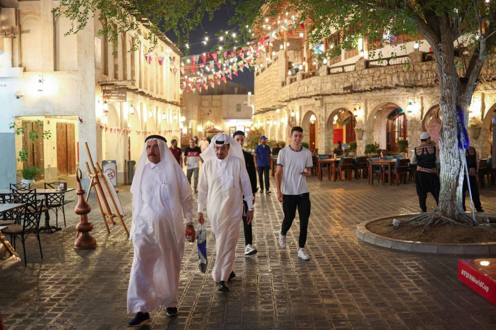 People walk at Souq Waqif, a traditional marketplace, ahead of the Fifa World Cup 2022 soccer tournament, in Doha, Qatar November 7, 2022. — Reuters pic