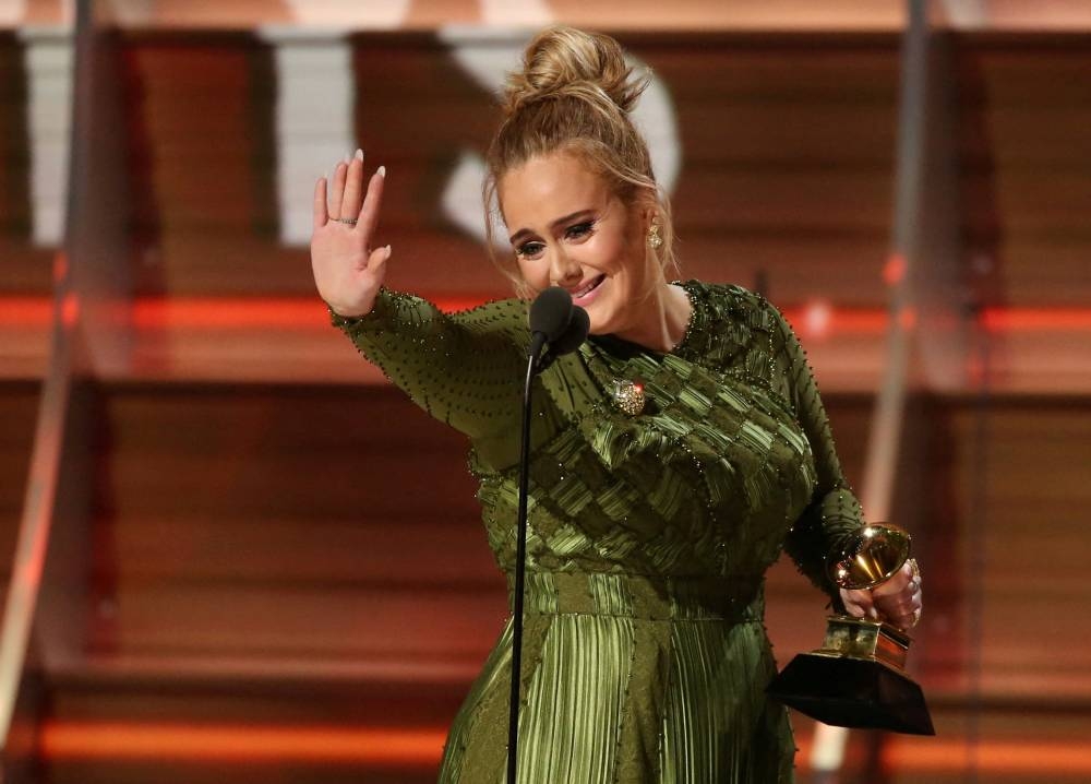 Adele accepts the Grammy for Song of the Year for 'Hello' at the 59th Annual Grammy Awards in Los Angeles February 12, 2017. — Reuters pic