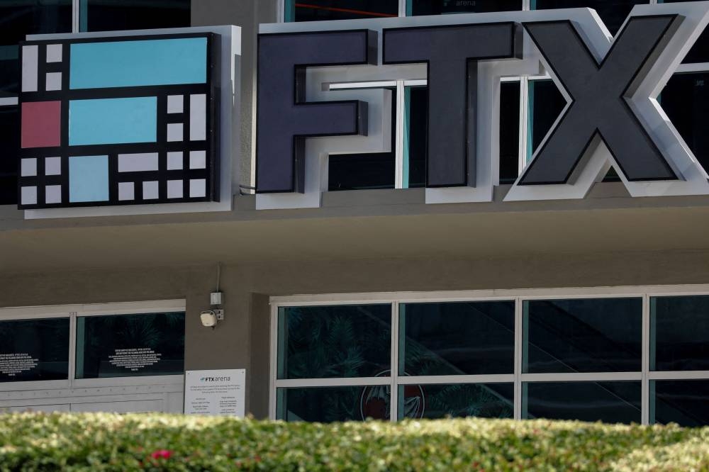  The logo of FTX is seen at the entrance of the FTX Arena in Miami, Florida November 12, 2022. — Reuters pic