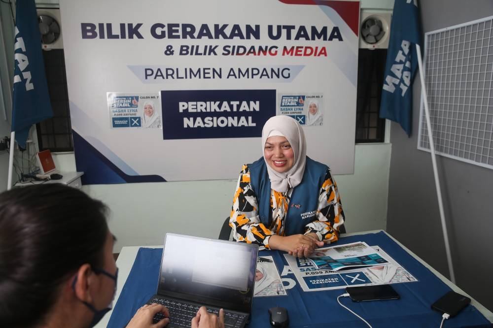 Perikatan Nasional’s candidate for Ampang Sasha Lyna Abdul Latif speaks to Malay Mail during an interview November 11, 2022. — Picture by Choo Choy May .