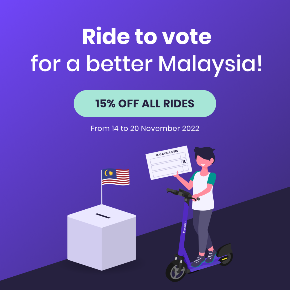 Beam Malaysia is offering discounted e-scooter rides across the Klang Valley. — Picture courtesy of Beam Malaysia