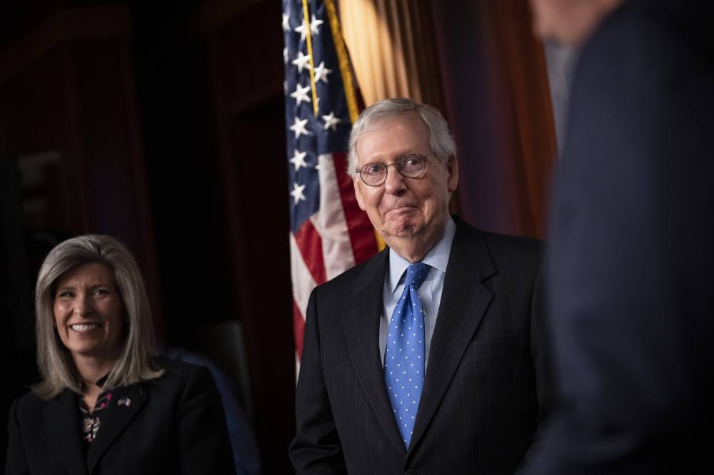 Senate Minority Leader Mitch McConnell smiles during a news conference following a meeting with Senate Republicans at the US Capitol on November 16, 2022 in Washington, DC. — AFP pic