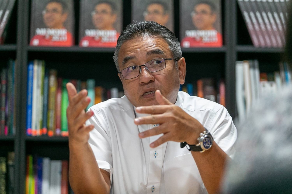 Melaka Pakatan Harapan chairman Adly Zahari, speaking to Malay Mail during an interview session in Ayeh Keroh November 11,2022. — Picture by Raymond Manuel