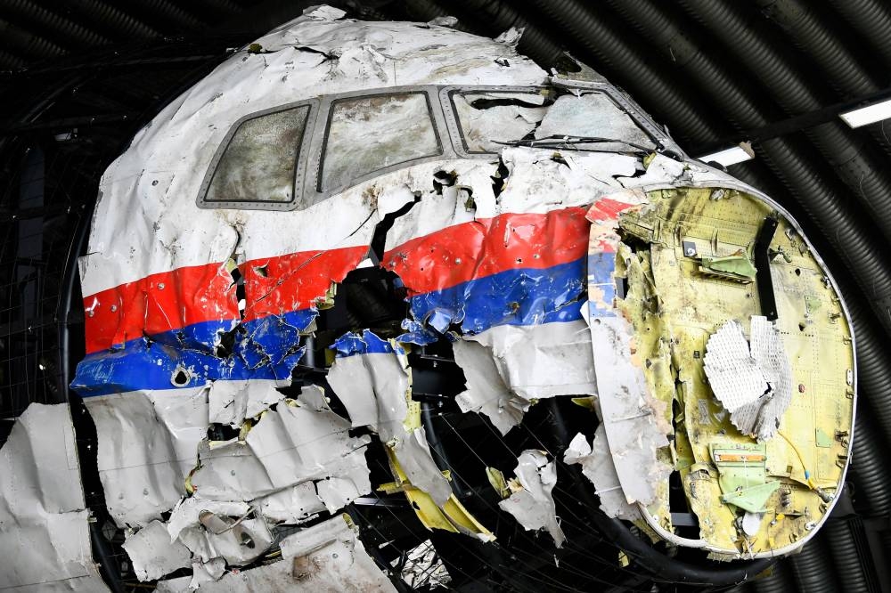 View of the MH17 wreckage as judges inspect its reconstruction, as part of the murder trial ahead of the beginning of a critical stage, in Reijen, Netherlands May 26, 2021. ― Reuters file pic