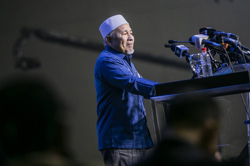 PAS deputy president Datuk Seri Tuan Ibrahim Tuan Man giving his speech during the Perikatan announces GE15 candidates at Malaysia International Trade and Exhibition Centre (MITEC) October 31, 2022. - Picture by Hari Anggara