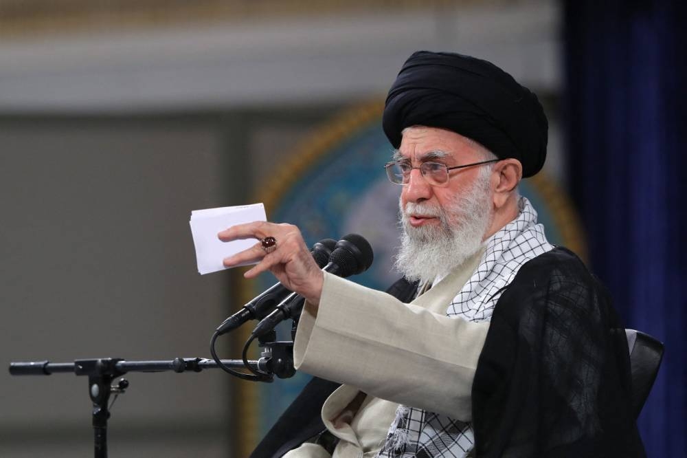 A handout picture provided by the office of Iran's Supreme Leader Ayatollah Ali Khamenei on November 19, 2022, shows him in the capital Tehran, addressing a group of Iranians from the central city of Isfahan. — Khamenei.IR handout pic via AFP