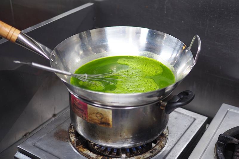 The mixture is best cooked in a 'bain marie' to prevent it from burning