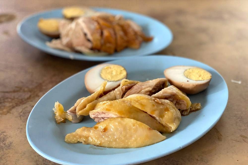 The poached chicken is made with 'kampung' chicken.