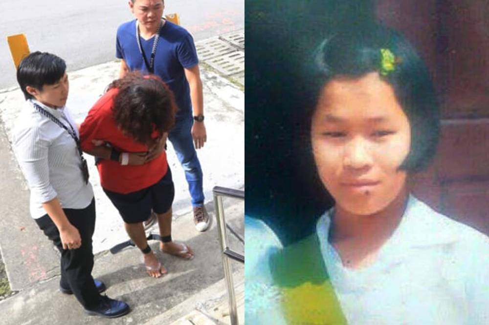 (Left) Prema S. Naraynasamy (head bowed), being taken back to the scene of the alleged crime in 2017. (Right) An old photo of Piang Ngaih Don. ― TODAY file pic and Helping Hands for Migrant Workers via Facebook