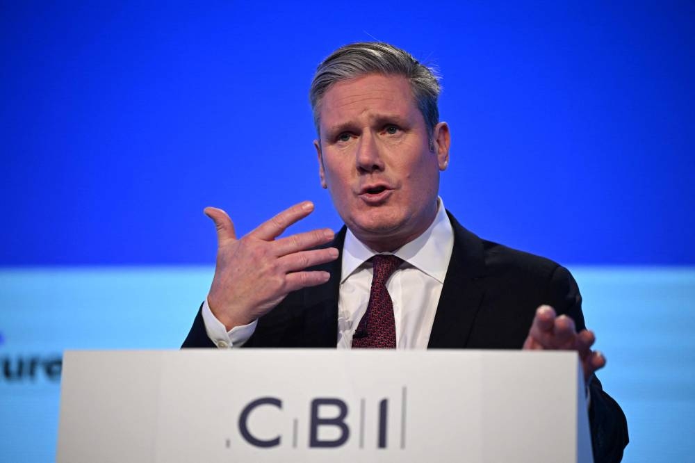 Britain's opposition Labour Party leader Keir Starmer delivers a speech at the Confederation of Business Industry (CBI) annual conference at the Vox Conference Centre in Birmingham on November 22, 2022. — AFP pic