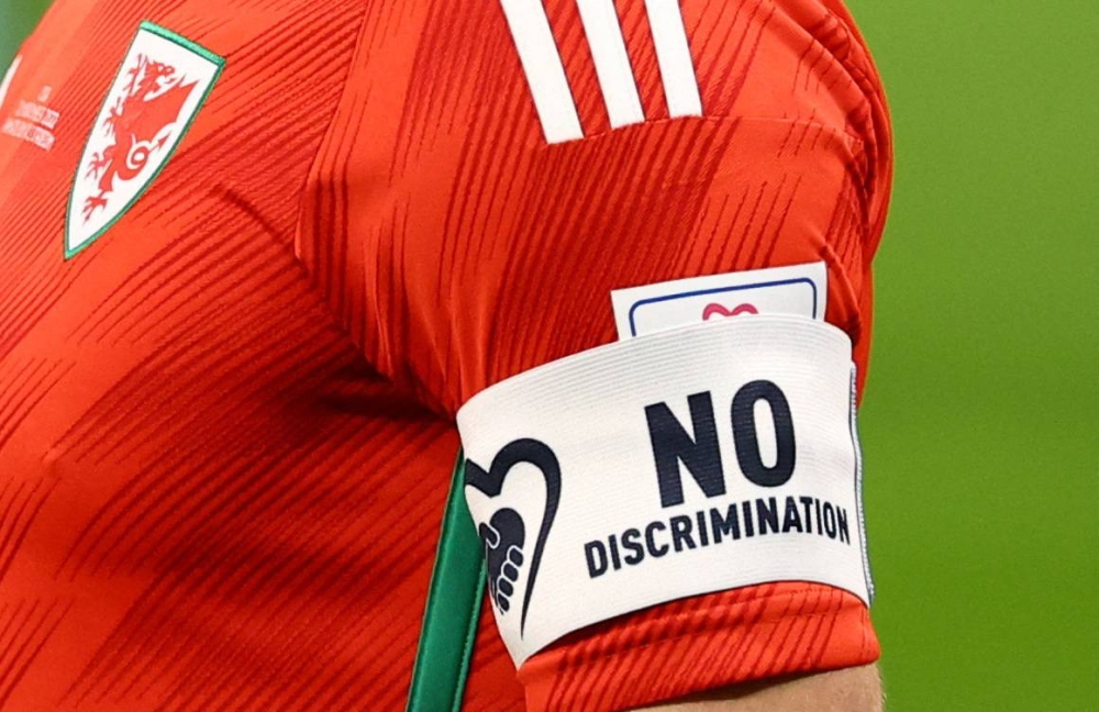 General view of the armband of Wales' Gareth Bale before the match against the United States at the Ahmad Bin Ali Stadium, Al Rayyan November 21, 2022. — Reuters pic