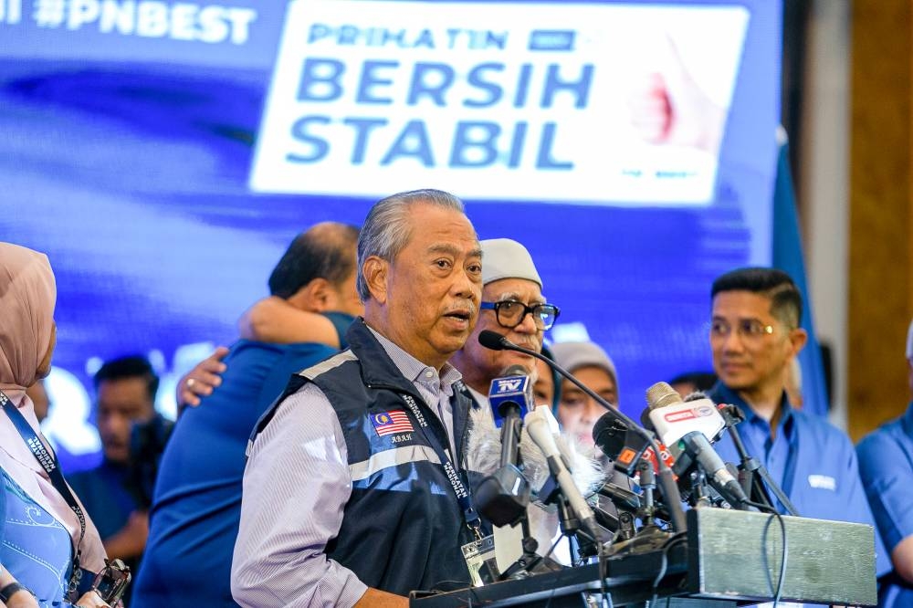 Tan Sri Muhyiddin Yassin says PN will play its role as a check-and-balance in Parliament by bringing the voices of the people in line with Malaysia's parliamentary democracy. — Picture by Raymond Manuel