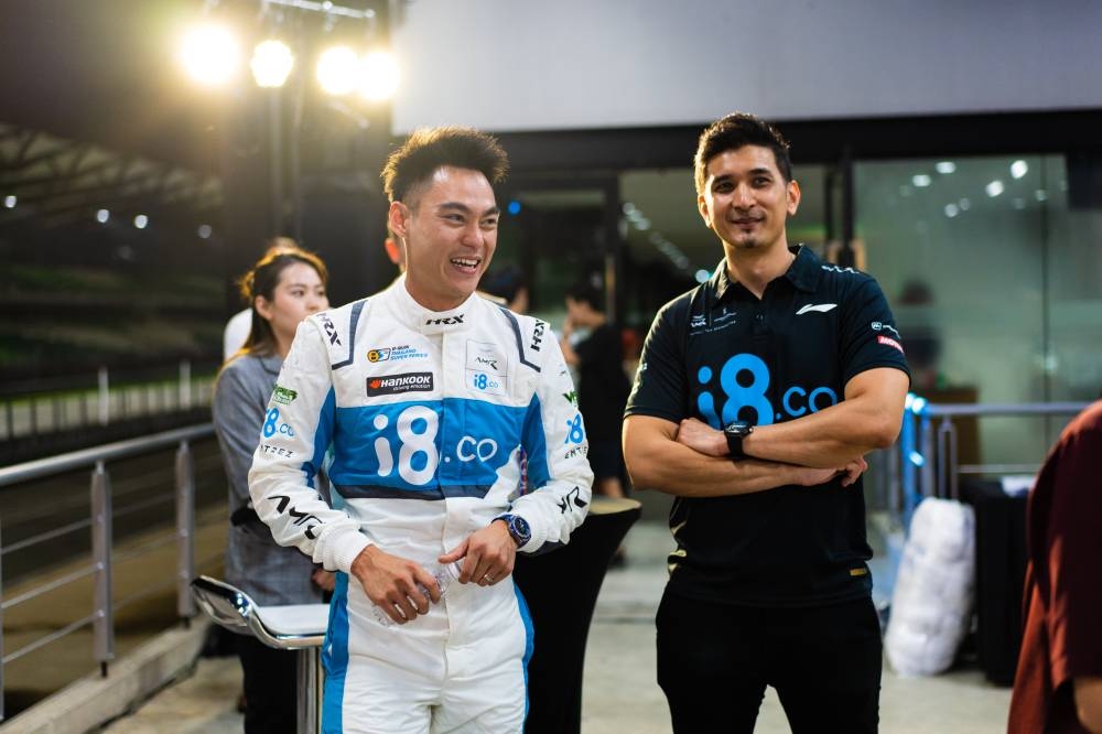 Aston Martin Racing Asia team principal Weiron Tan and EMTREZ CEO Sanjay Pattis  at SIC. — Picture courtesy of Aston Martin Racing Asia