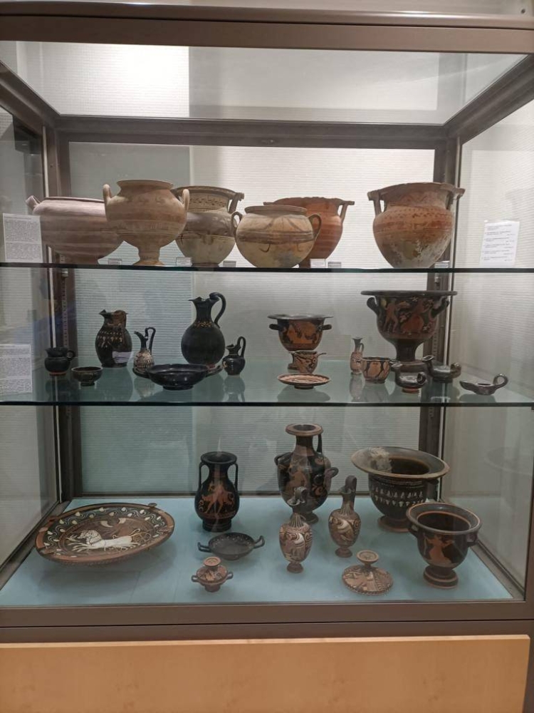 A handout photo shows part of an archaeological collection seized by Italian authorities after being illegally showcased inside a meeting hall of an Italian bank's headquarters in Bari, Italy, in this handout photo obtained by Reuters on November 25, 2022. — Handout by Carabinieri via Reuters