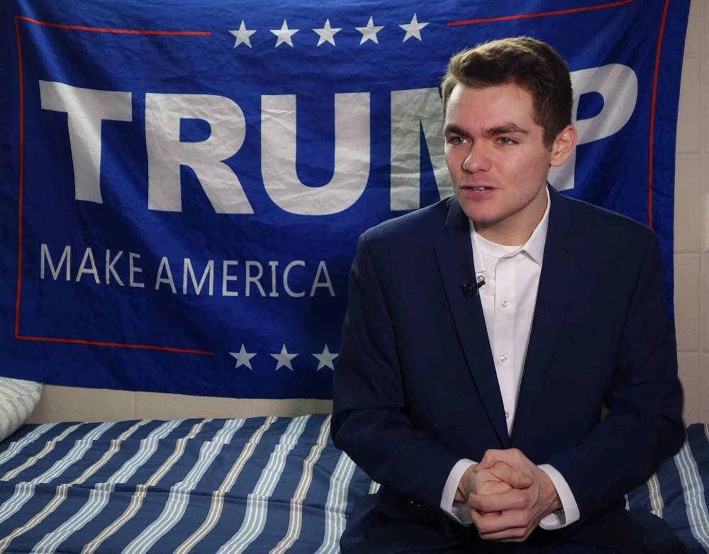 In this file photo taken on May 09, 2017, Conservative student and supporter of US President Donald Trump, Nick Fuentes, answers question during an interview with Agence France-Presse in Boston, Massachusetts. — AFP pic