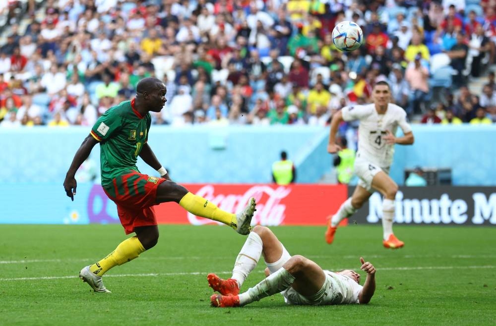 Cameroon’s Vincent Aboubakar scores their second goal against Serbia at Al Janoub Stadium, Al Wakrah, Qatar, November 28, 2022. — Reuters pic 