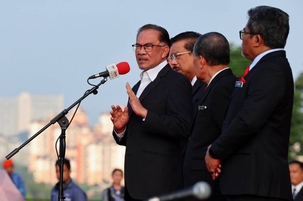 Prime Minister Datuk Seri Anwar Ibrahim delivers a speech to civil servants at the Prime Minister’s Department in Putrajaya November 29, 2022. — Bernama pic 