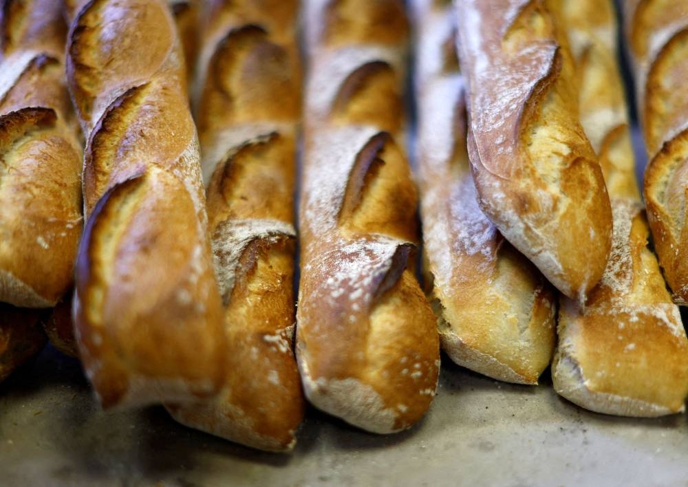 French freshly-baked?baguettes are seen at 