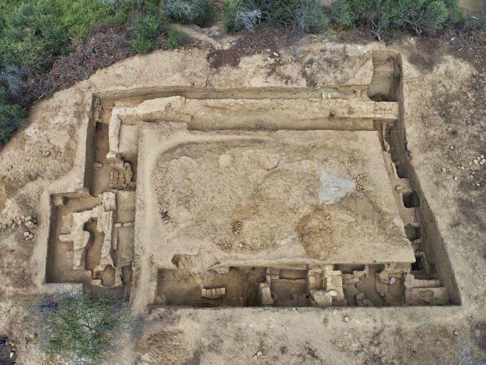 An undated aerial picture shows the archeological site where a pre-Hispanic wall painting with mythological scenes was uncovered near the Lambayeque town of Illimo in northern Peru, after decades it was considered lost by archaeologists. — AFP pic