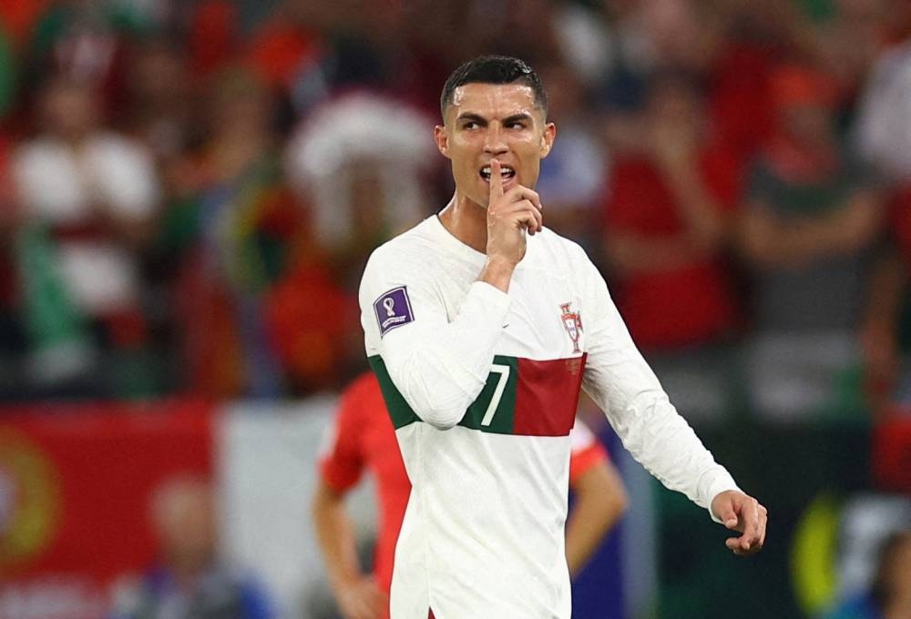 Portugal's Cristiano Ronaldo reacts during the match against South Korea December 2, 2022. ― Reuters pic