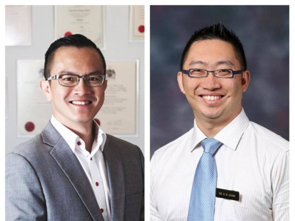 Colorectal surgeon Julian Ong Kian Peng (left) was suspended from practising medicine for two years, while psychiatrist Chan Herng Nieng was banned for 18 months. — Pictures courtesy of Julian Ong Endoscopy & Surgery/SingHealth Research via TODAY