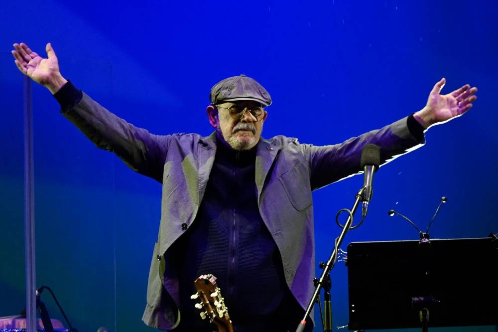In this file photo taken on June 11, 2022, Cuban singer Silvio Rodriguez performs in the Zocalo square in Mexico City. — AFP pic