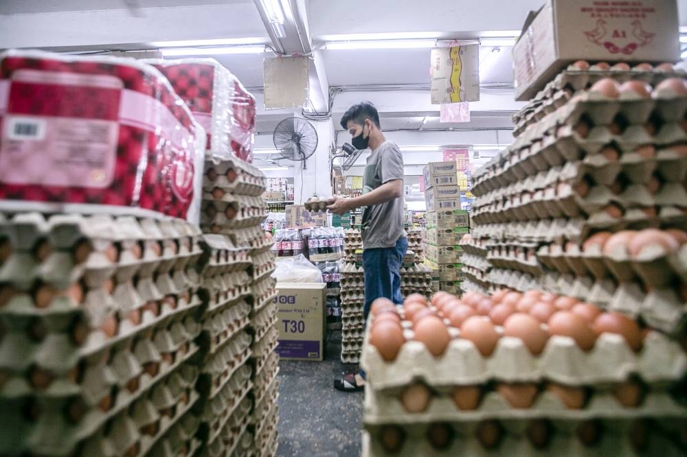 Eggs for sale at a supermarket in Jalan Raja Bot, Kuala Lumpur, November 29, 2022. — Picture by Hari Anggara