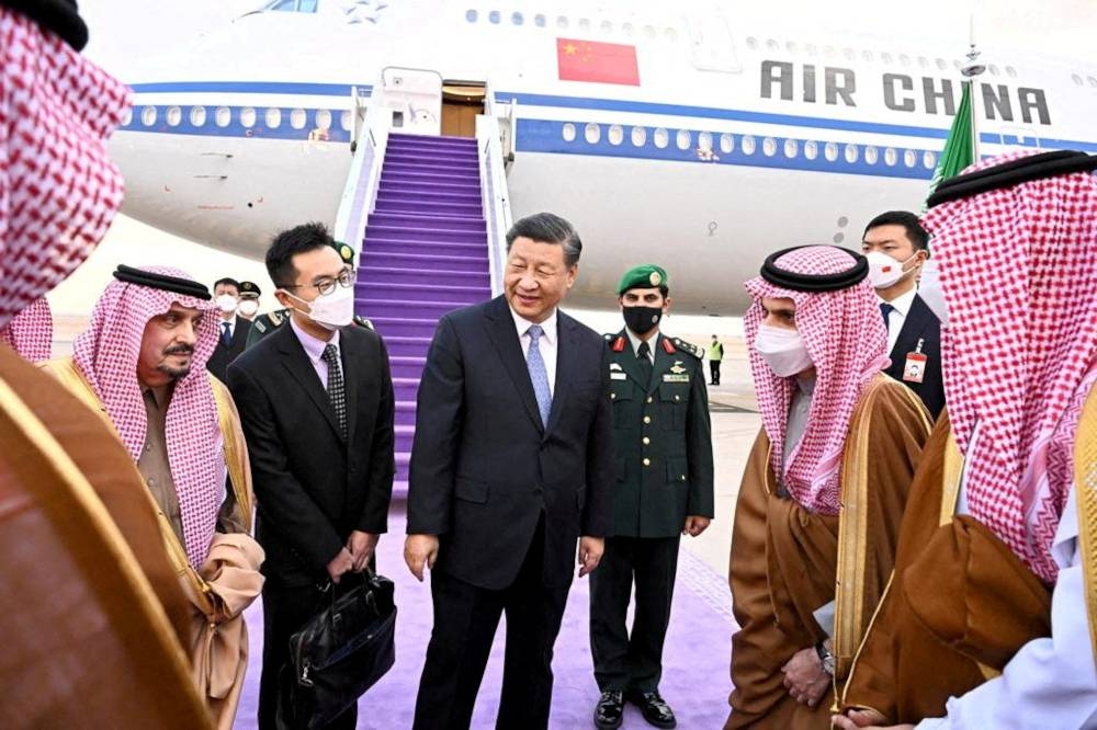 Chinese President Xi Jinping arrives in Riyadh, Saudi Arabia, December 7, 2022. — Saudi Press Agency handout pic via Reuters 