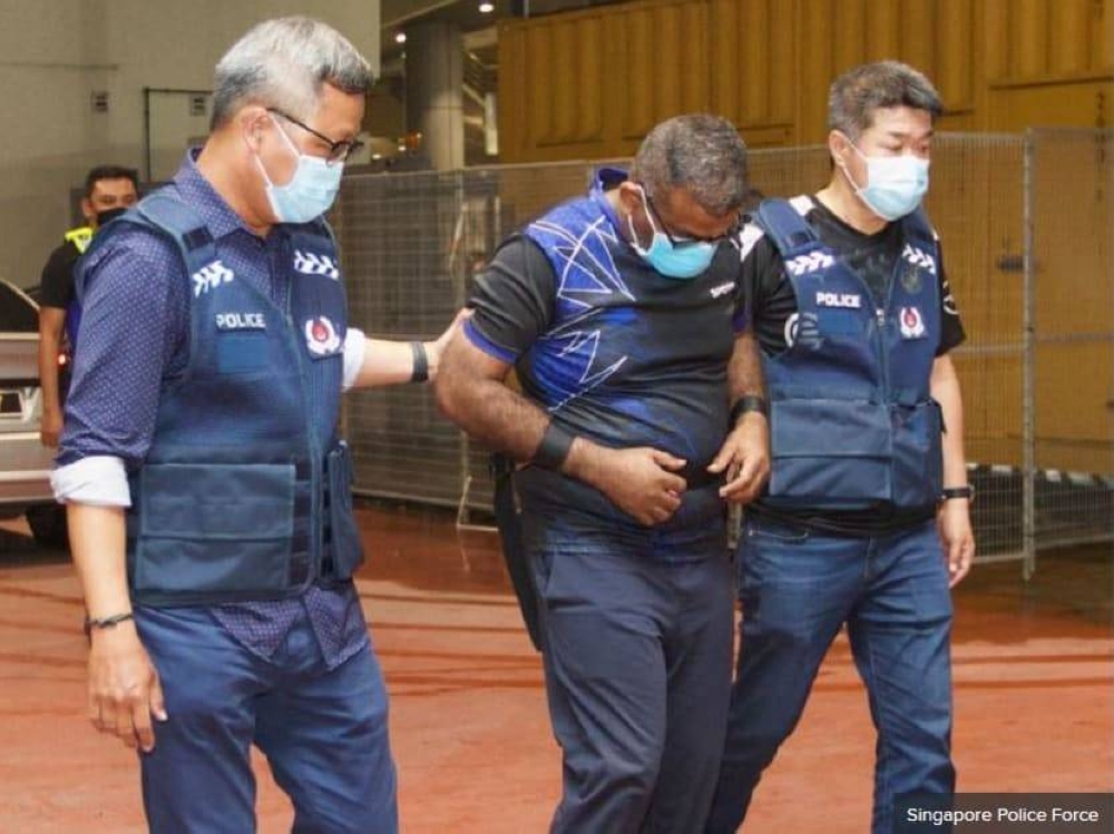 Caleb Joshua Chai Shanmugam was handed over from the Royal Malaysia Police to the Singapore Police Force on November 16, 2022. ― Picture courtesy of Singapore Police Force