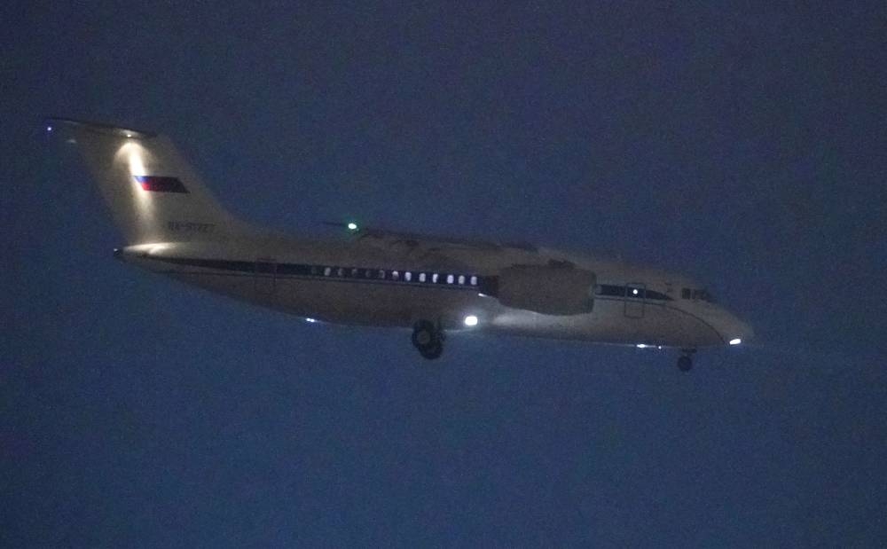 The Antonov An-148 plane which, according to local media, carries Russian citizen Victor Bout, an arms dealer, who was exchanged for US basketball player Brittney Griner during a prisoner swap, lands at Vnukovo International Airport in Moscow, Russia December 8, 2022. — Reuters pic