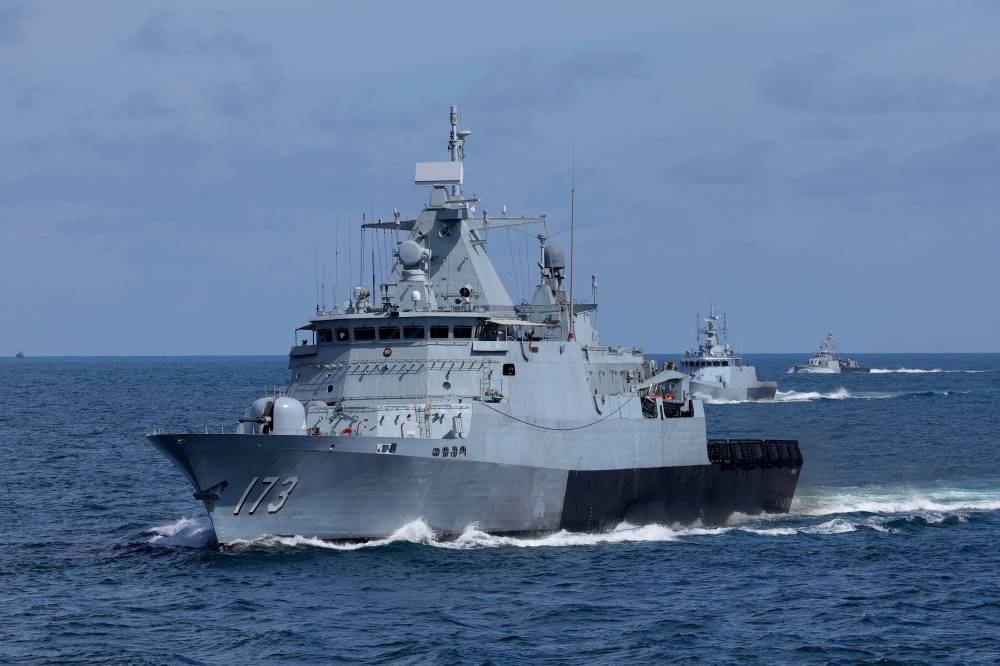 A Royal Malaysian Navy (RMN) vessel is seen during the Operational Sea Training Exercise (Ostex) in the waters of Sandakan December 9, 2022. — Bernama pic